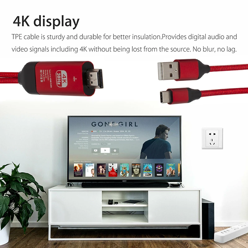 4K type-C к HDMI кабель для зарядки type-C к адаптеру HDMI кабель дисплей для samsung Galaxy Note 9 для huawei Honor 10/9