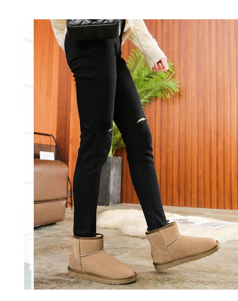Зимние ботинки для мужчин и женщин; осенние ботильоны из натуральной кожи в австралийском стиле; теплые ботинки на резиновой подошве; Botas Mujer; большие размеры 35-44