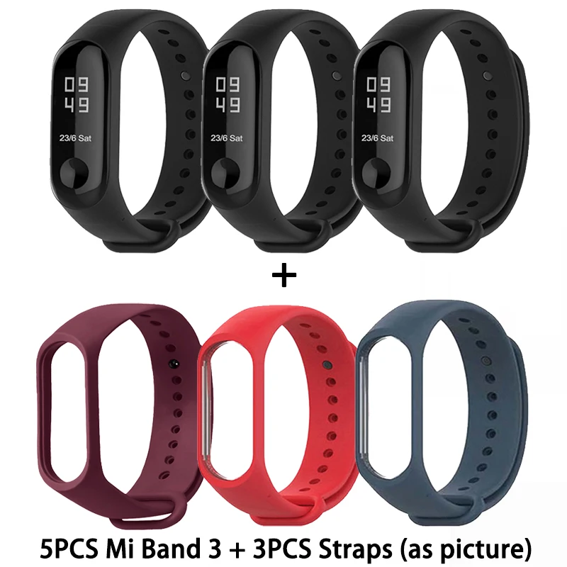 Xiaomi mi-браслет 3, умный Браслет mi Band 3, спортивный фитнес-трекер, 0,78 дюйма, OLED сенсорный экран, mi 3 - Цвет: CN 3PCS Strap 3PCS 2