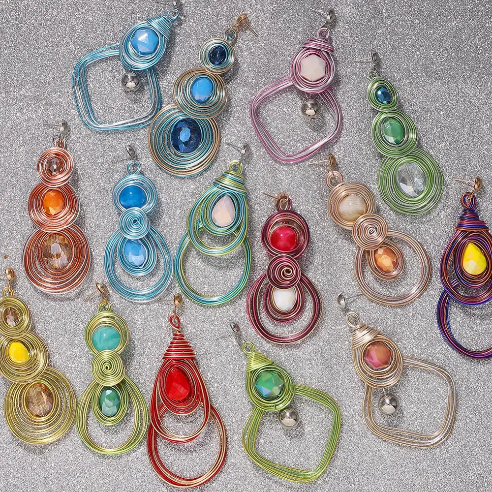 

Best lady Bohemia Handmade Metal Drop Earrings New Multi Color Layer Ethnic Wedding Party Statement Earring for Women Wholesale