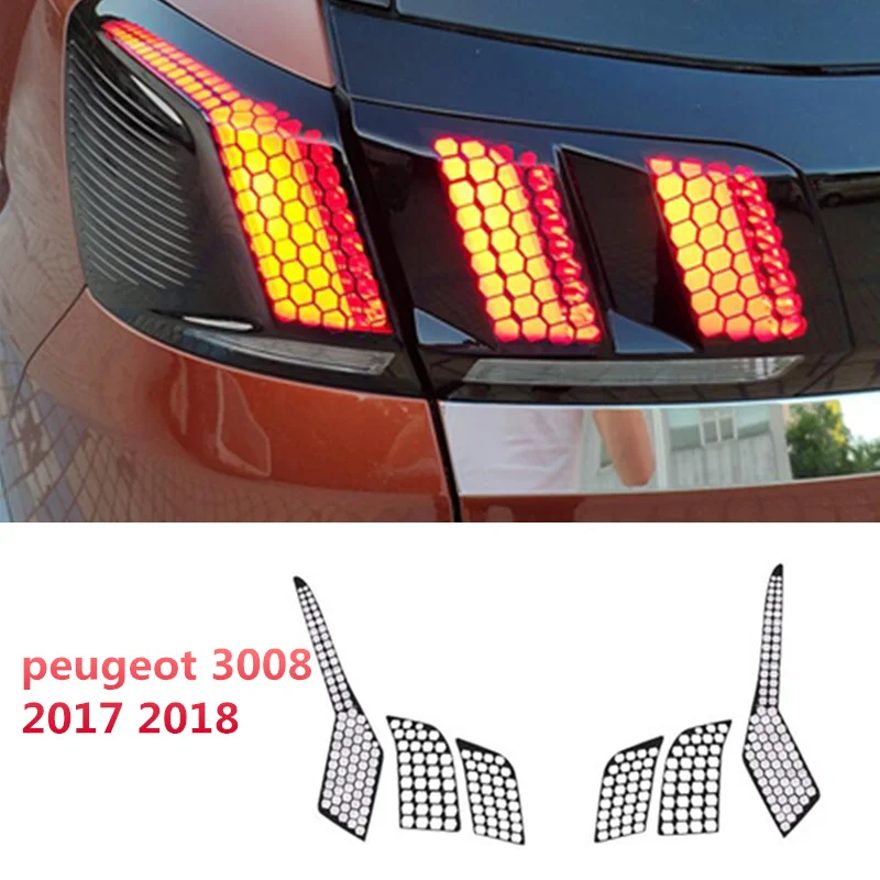 Автомобильный задний фонарь Стикеры s для peugeot 3008 GT GT Вафельная Ткань Декоративные светильники Стикеры автомобиля Средства для укладки волос - Название цвета: Черный