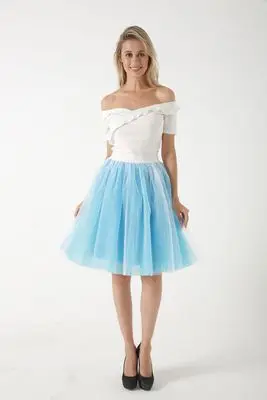 white and blue Пышные Новые 5 шт/упаковка, Слои Тюлевая юбка s Для женщин s плиссированная юбка, юбка из тюля Для женщин юбка-пачка Jupe Женская пачка юбки Летняя стильная юбка в стиле «Лолита»; Saia - Цвет: white and blue