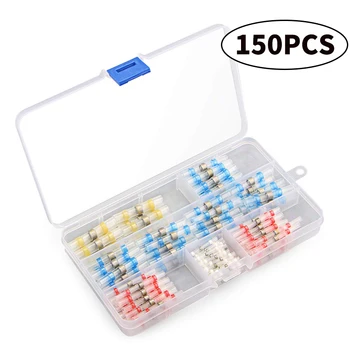 

150pcs Terminal Solder Seals Heat Shrink Wire Terminals Butt Connectors Insulated Sleeve Kit Waterproof Fuses