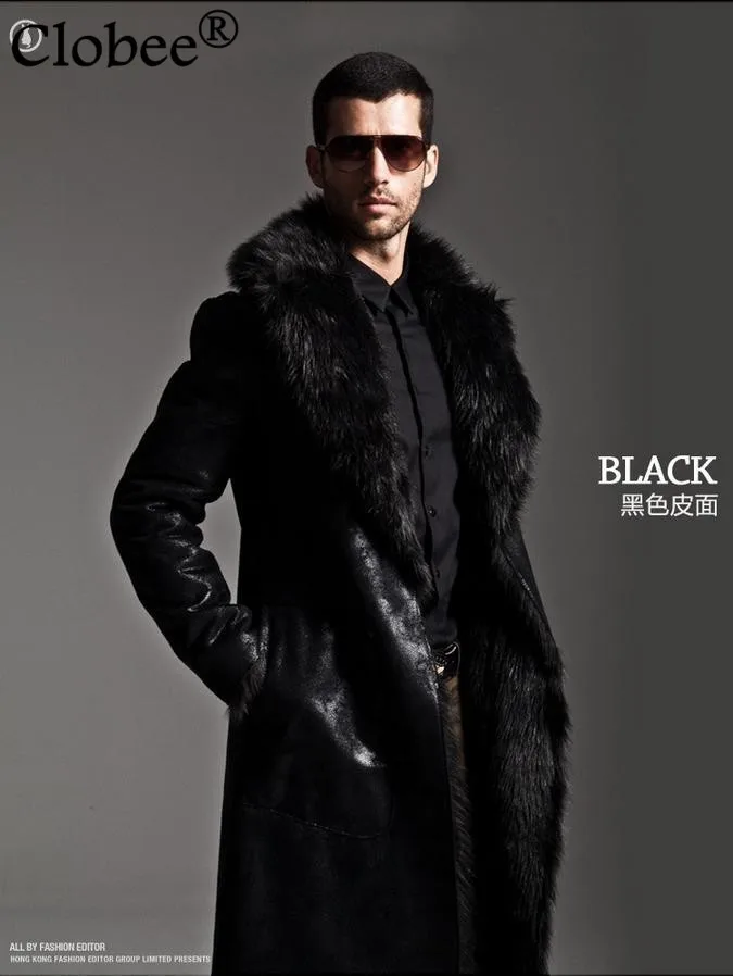 2019 Maxi Long winter men suede black fur coat high imitated mink long vetement femme hiver atmosphere warm coats | Мужская одежда