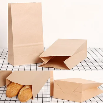 

50pcs Kraft Paper Bags Food Tea Small Gift Bag Sandwich Bread Bags Gift Party Wedding Supplies Takeout Eco-friendly Bag