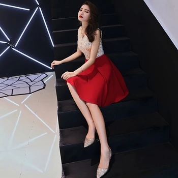 

Toast clothing bride autumn new wedding ladies red wedding banquet evening dress fashion was thin slim elegant back door dress