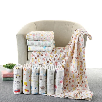 

Newborn Blankets Soft Muslin Cotton Bath Gauze Infant Wrap Sleep Sack Baby Swaddles 6 Layers Stroller Cover Mat Pad D4