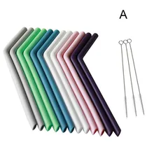 Горячие 12 шт многоразовые силиконовые соломинки для питья гибкие изогнутые соломинки с 3 шт чистящих щеток NDS