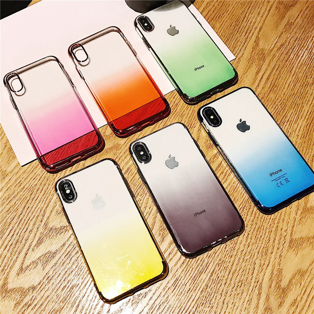 

Transparent Clear Soft TPU Phone Case For iPhone 6 6s Plus 7 8 X XS MAX XR Candy Gradient Color Silicone Cover for Apple 11 Pro