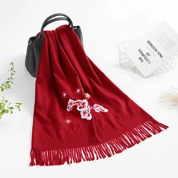 

Oversize Blanket Winter Scarf Women Embroidery Cashmere Scarves Women Embroidery Shawls Luxury Brand Scarf for Women