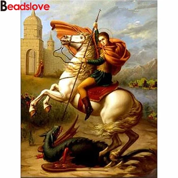 

5D Round Diamond Painting Cross Stitch Kits Full Diamonds Embroidery George Icons Home Decor Mosaic Pictures Of Rhinestone