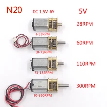 10pcs Mini N20 Gear Motor DC 3V -6V 5V 28RPM 60RPM 110RPM 300RPM  Full Metal Gearbox Reducer Electric Motor DIY Toy