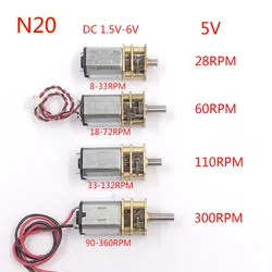 10pcs Mini N20 Gear Motor DC 3V -6V 5V 28RPM 60RPM 110RPM 300RPM  Full Metal Gearbox Reducer Electric Motor DIY Toy