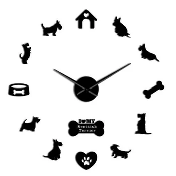 

Cute Puppy 3D Wall Clock, DIY Creative Living Room Wall Clock Background Wall Decoration Wall Sticker Clock Mute Clock