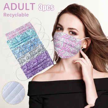 

Mascarillas 3pcs Adult Print Face Mask Windproof Reusable Washable Earloop Mouth Masks Coldproof Cycling Mask Masques Lavables