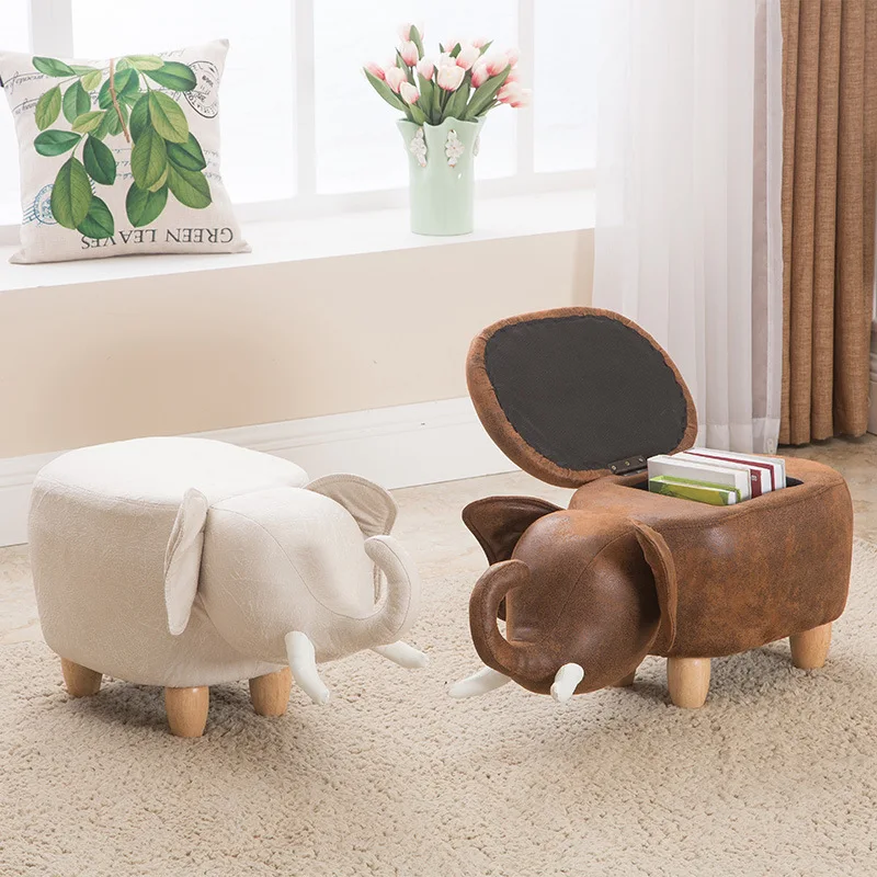 Деревянный стул в виде слона для ног креативный детей хранения с милыми