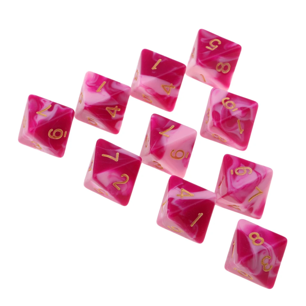 10 Pieces Polyhedral Dice Set Multi-sided Dice D8 for TRPG D& Dragons Game 8-sided Dice Set 