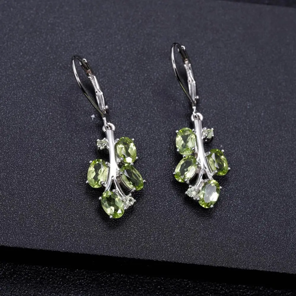 GEM'S BALLET 4.29Ct натуральный перидот драгоценный камень серьги 925 пробы серебро Пальма Висячие серьги для женщин хорошее ювелирное изделие