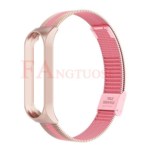 FANGTUOSI для Xiaomi mi Band 4 3 ремешок металлический магнитный браслет ремешок mi Band 4 3 Безвинтовой сменный ремешок из нержавеющей стали - Цвет: rose pink