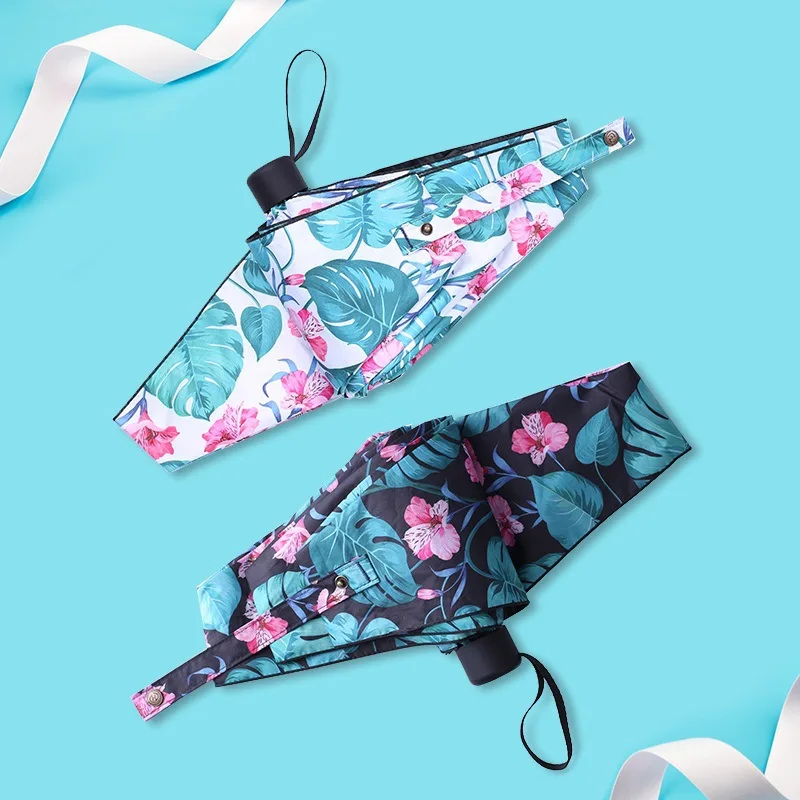New Rain Umbrellas Foldable Mini Pocket Windproof Outdoor Female Anti UV Sunny Sunscreen Sun Protection 5 Folding Umbrella | Дом и сад