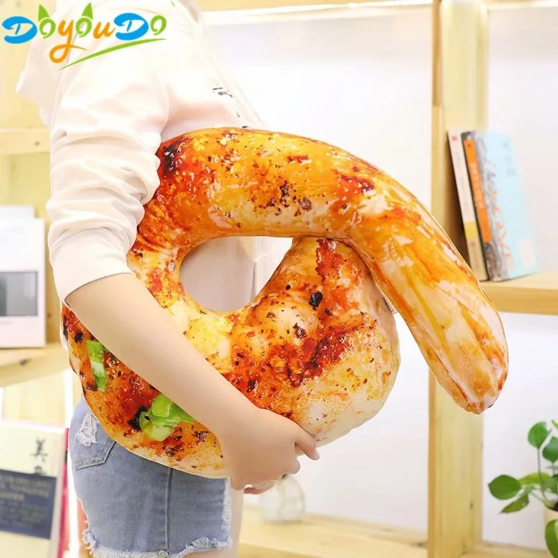 70cm Big 3D Simulation BBQ Pillow Chicken Wing Leg Shrimp Fish Squid Plush Toy Children Brithday Gifts 70cm chinese dragon flag koinobori carp kite windsock streamer fish flag kite multicolor fish windsock carp wind sock flag gifts