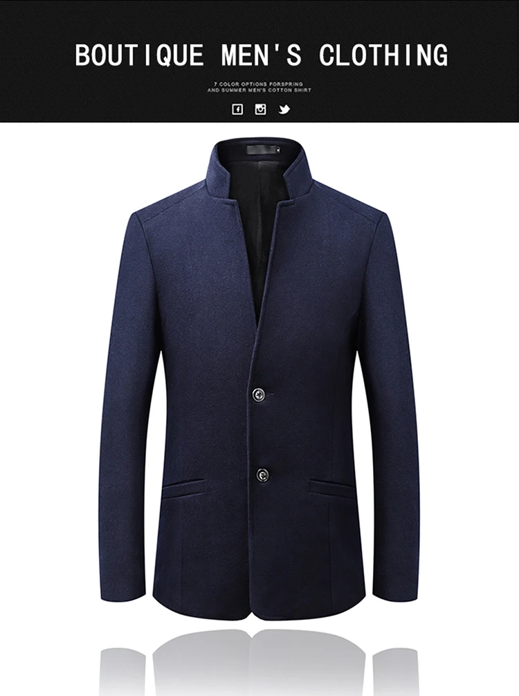 HCXY, мужской зимний Блейзер, мужской деловой теплый пиджак, пальто, мужское шерстяное пальто, плюс бархатное мужское теплое пальто, приталенное