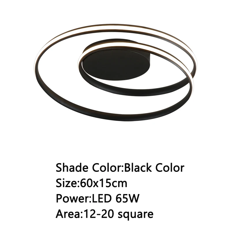 black 60x15cm 65w Современные светодиодные потолочные лампы для гостиной спальни Кабинета белый/черный цвет поверхностного монтажа Потолочный светильник - Цвет корпуса: black 60x15cm 65w