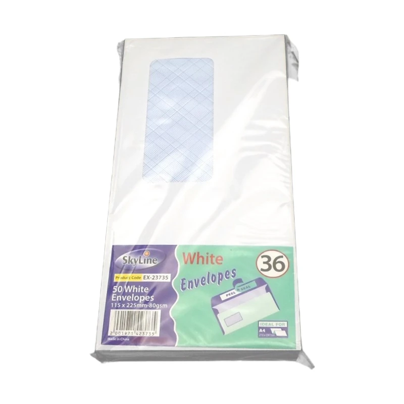 50pcs Security Envelopes with Window Confidential Seal Skyline Envelope for Card Y5GE