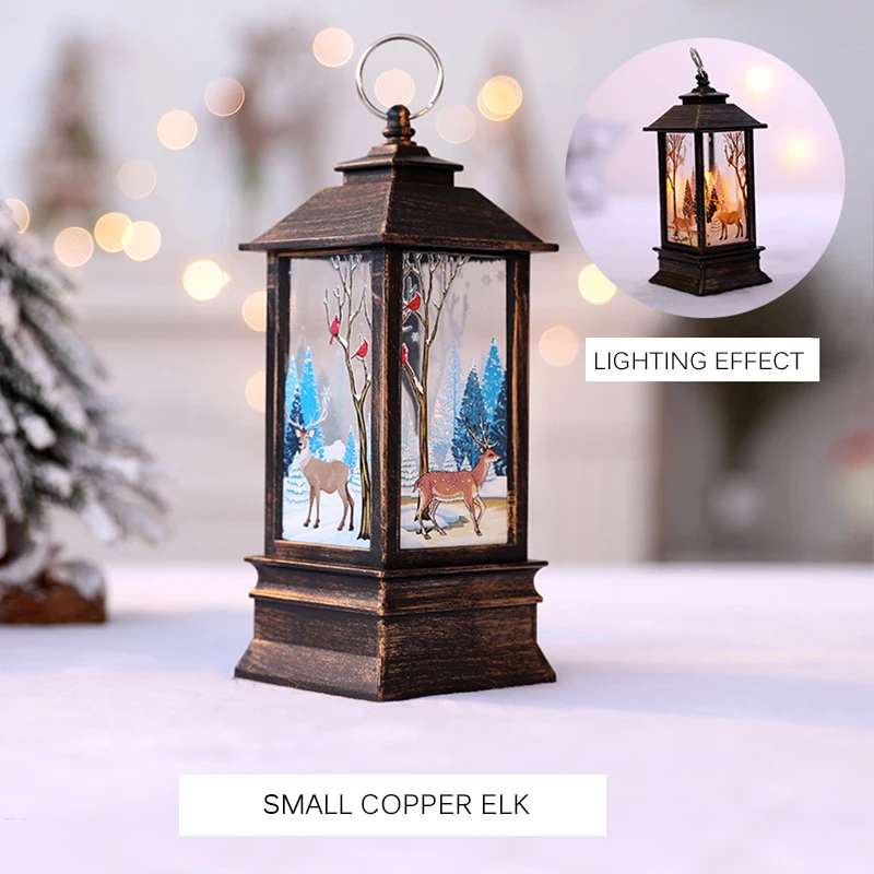 Night Light Christmas LED Candle Lamp Battery Powered Christmas Outdoor Decoration Room Lights Decor Elk Santa Claus Snowman