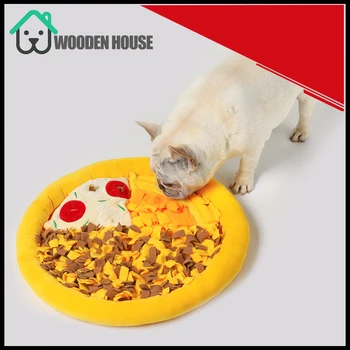 

Pizza Dog Snuffle Mat Pet Sniffing Training Blanket Detachable Fleece Pads Dog Mat Bed Relieve Stress Nosework Puzzle Toy