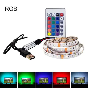 

USB LED Strip SMD 3528 0.5M 1M 2M 3M 4M 5M Flexible Ribbon Tape RGB 24key Remote Controller TV Background Lighting