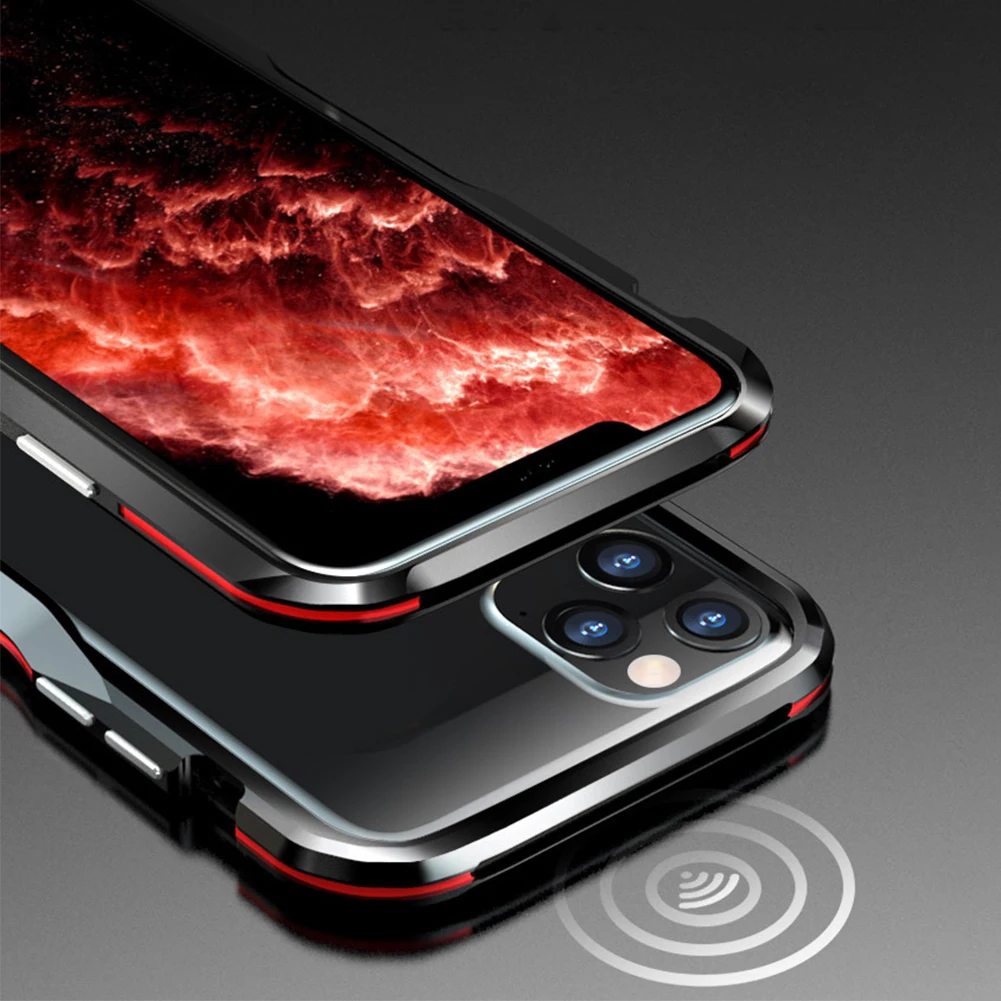 Чехол-бампер с металлической рамкой для iPhone 11 Pro Max, двусторонний противоударный защитный чехол, двойной цветной чехол с сегментированным краем, установленная крышка