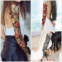 Водостойкая прочная временная татуировка наклейка колокольчик птица пагода полная рука большая поддельная Татуировка вспышка полная рука татуировка для мужчин и женщин