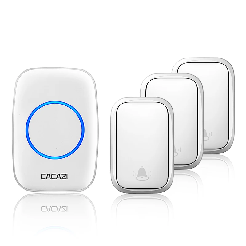 3 button 1 receiver CACAZI беспроводной без батареи требуется дверной звонок с автономным питанием передатчик Умный домашний звонок кольцо колокольчик США ЕС Великобритания AU Plug приемник - Цвет: 3 button 1 receiver