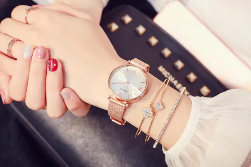 Женские часы минималистичный стиль браслет из нержавеющей стали Простые аналоговые женские кварцевые часы на запястье Женские повседневные часы подарок для девочки