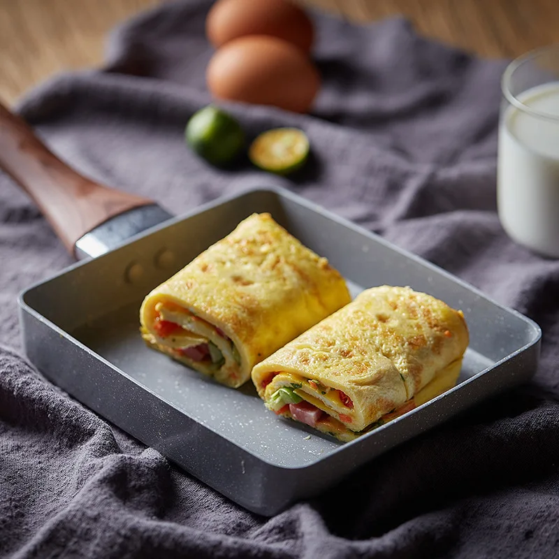

Frying Pan Japanese Style Omelette Tamagoyaki Pot Easy Cleaning Non-Stick Cookware Anti-Scalding Handle Cooking Tools
