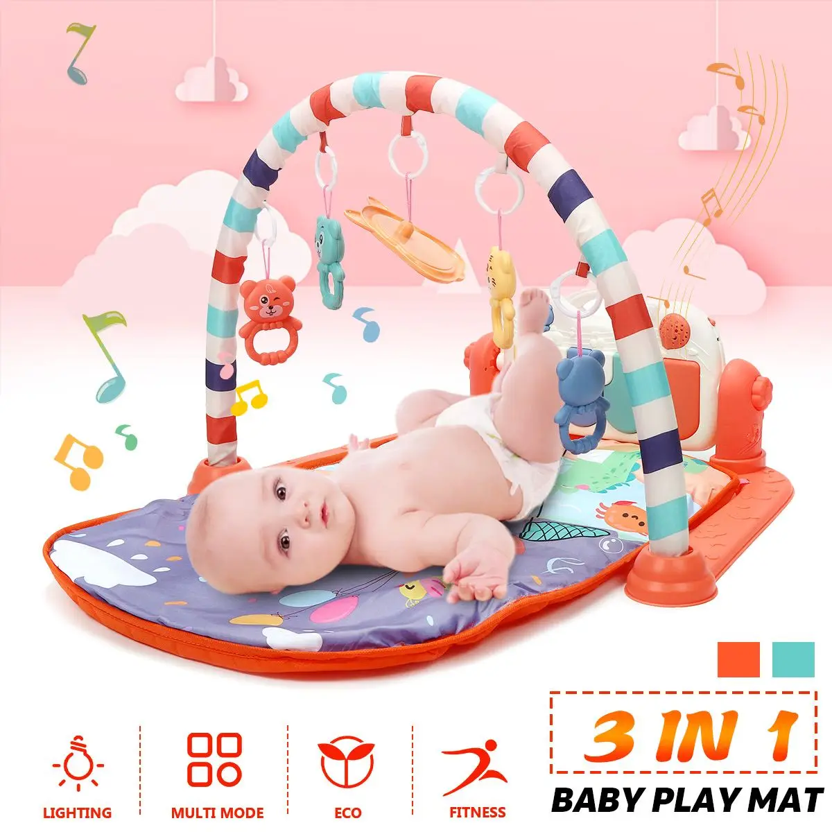 Lbla 3 In1 Baby Infant Gym Play Mat Fitness Multi Functional Music