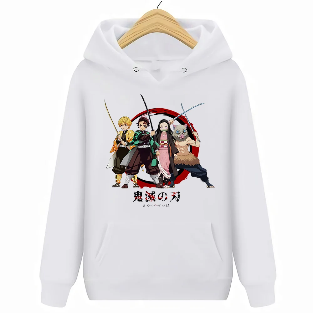 Demon Slayer: Kimetsu No Yaiba, повседневные белые толстовки и свитшоты унисекс с короткими рукавами - Цвет: Белый