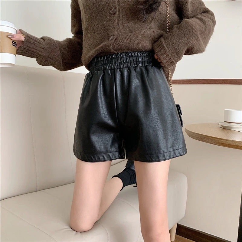 leather shorts women