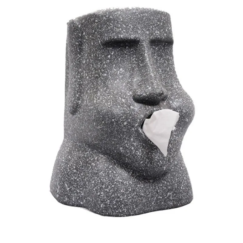 

Moai Face Stone Statue Easter Island Portrait Stone Paper Towel Paper Towel Tube Napkin Storage Tissue Box Toilet Paper Stand