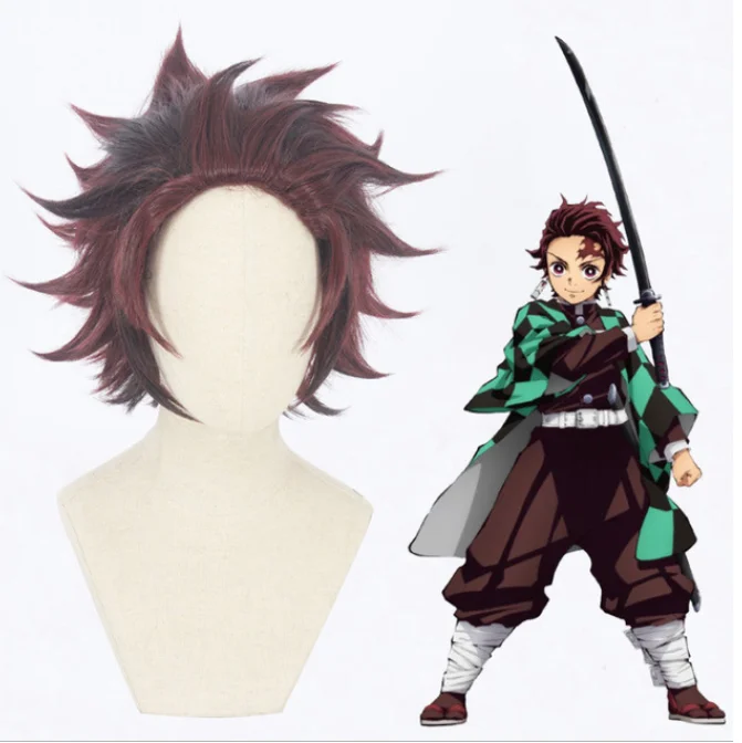 Аниме «Demon Slayer» Косплей Костюм Kimetsu no Yaiba Kamado Tanjirou Nezuko Agatsuma Zenitsu Tomioka Косплей Костюм игрушка подарок - Цвет: wig 1