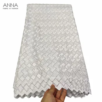 

White swiss lace fabric embroidery african dry lace fabric 2019 high quality laces with stones cotton fabrics for formal clothes