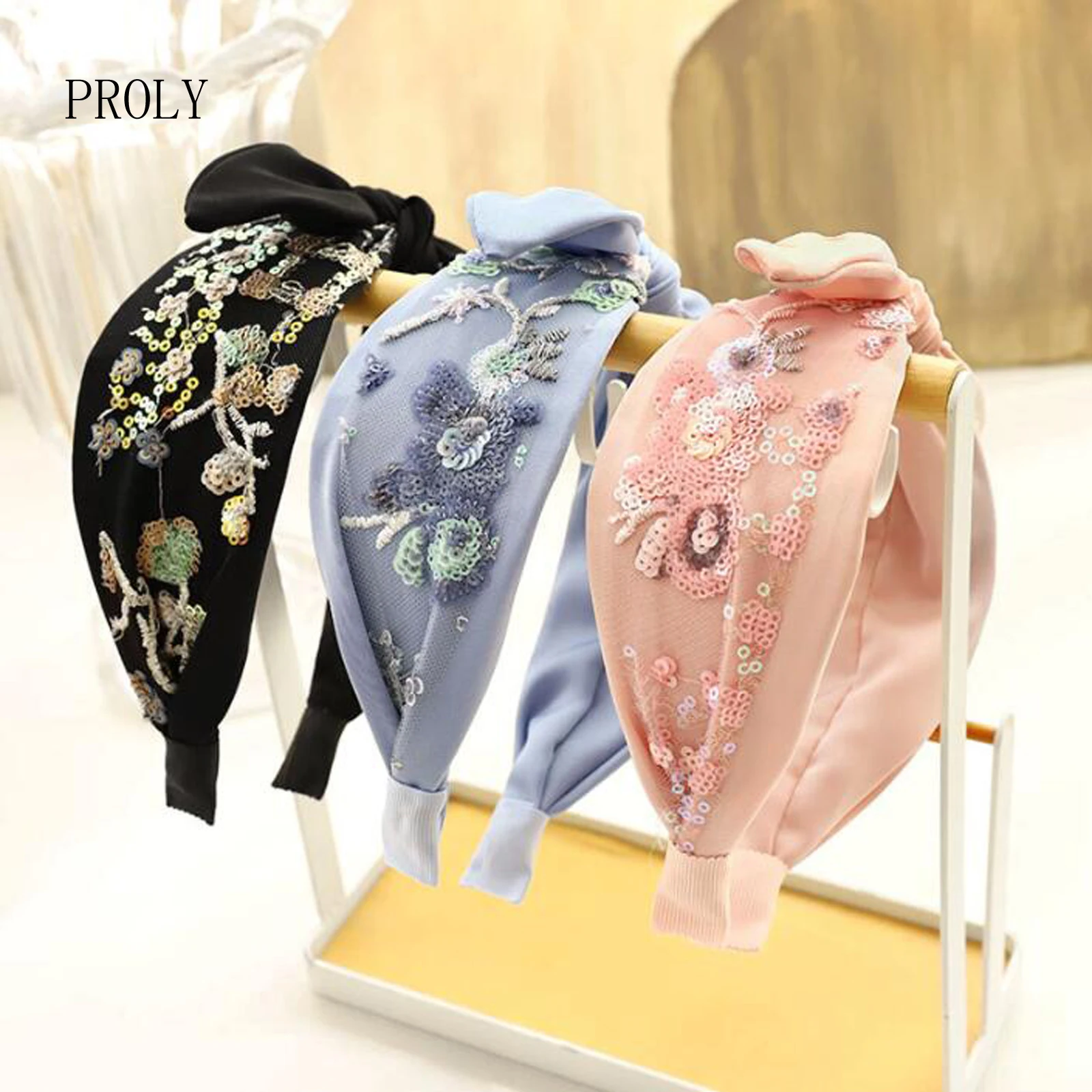 PROLY New Fashion Hair Accessories For Women Oversized Double-layer Bow Knot Headband Solid Color Fresh Hairband Wholesale hair ties for women