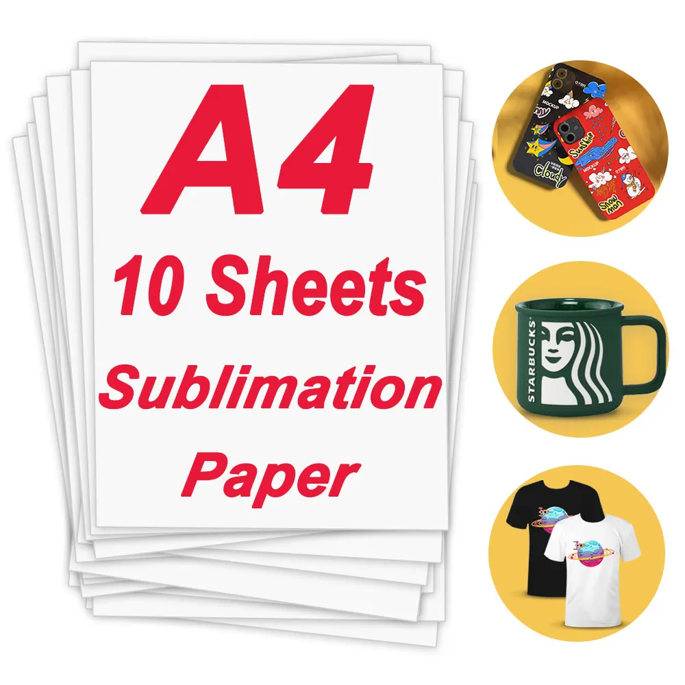 10Sheets A4 Sublimation Paper Inkjet Printer Heat Transfer Printing use for Polyester T-Shirt Fabrics Clothes | Канцтовары для