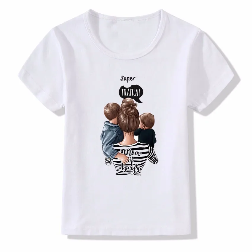 Футболка Super Mama детская повседневная летняя с коротким рукавом принтом для