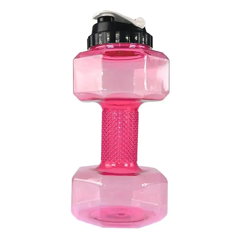 Розовый Large Water Bottle 2.2L PETG Dumbbell Shaped Sport Running Fitness Exercise Gym Shake Weight - Цвет: Розовый