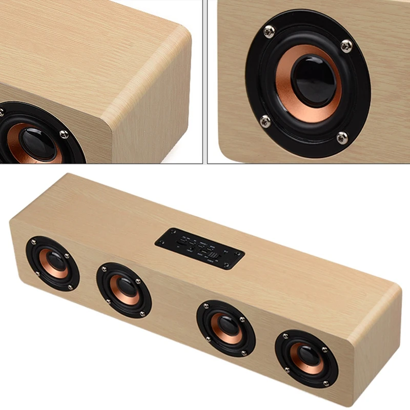 12 Вт Hifi Bluetooth динамик s беспроводной стерео сабвуфер деревянный домашний аудио Настольный динамик Громкая связь TF деревянный узор