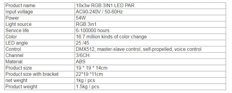 18x3 W цветной светодиодный rgb Par огни плоский par с dmx512 управлением профессиональное студийное диджейское оборудование