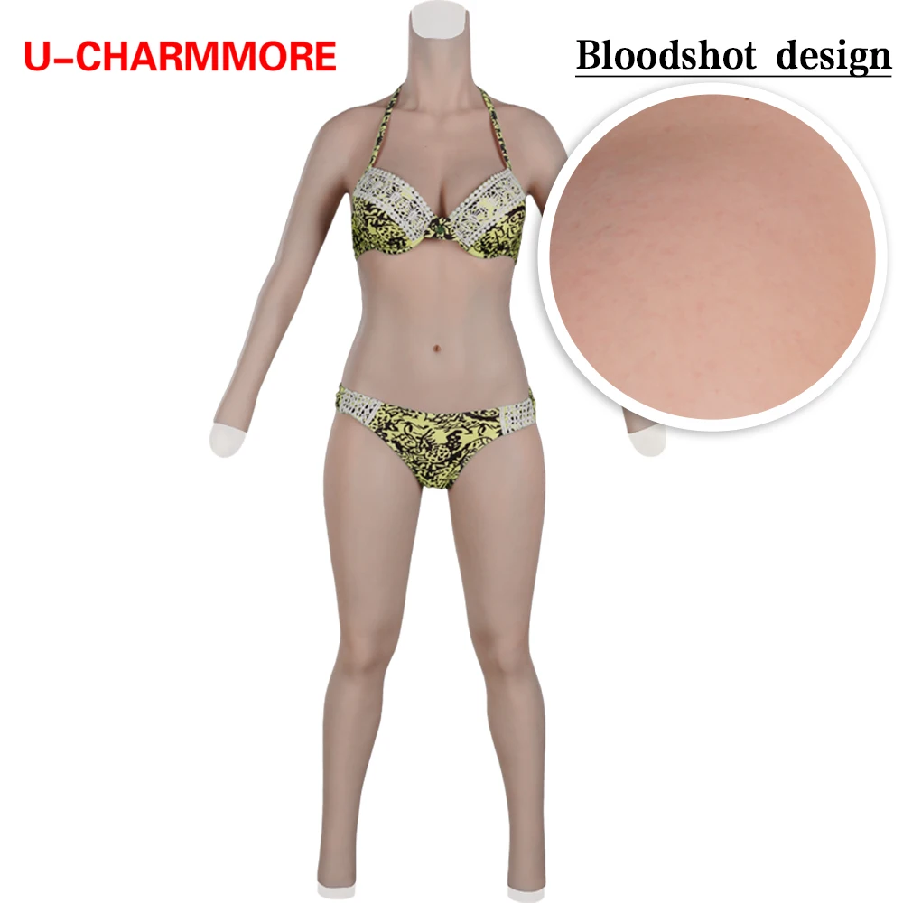 U-CHARMMORE 오일 없는 실리콘 바디수트, 크로스 드레서 가짜 가슴, 드래그 퀸 가슴, 트랜스젠더 쉬메일 가슴