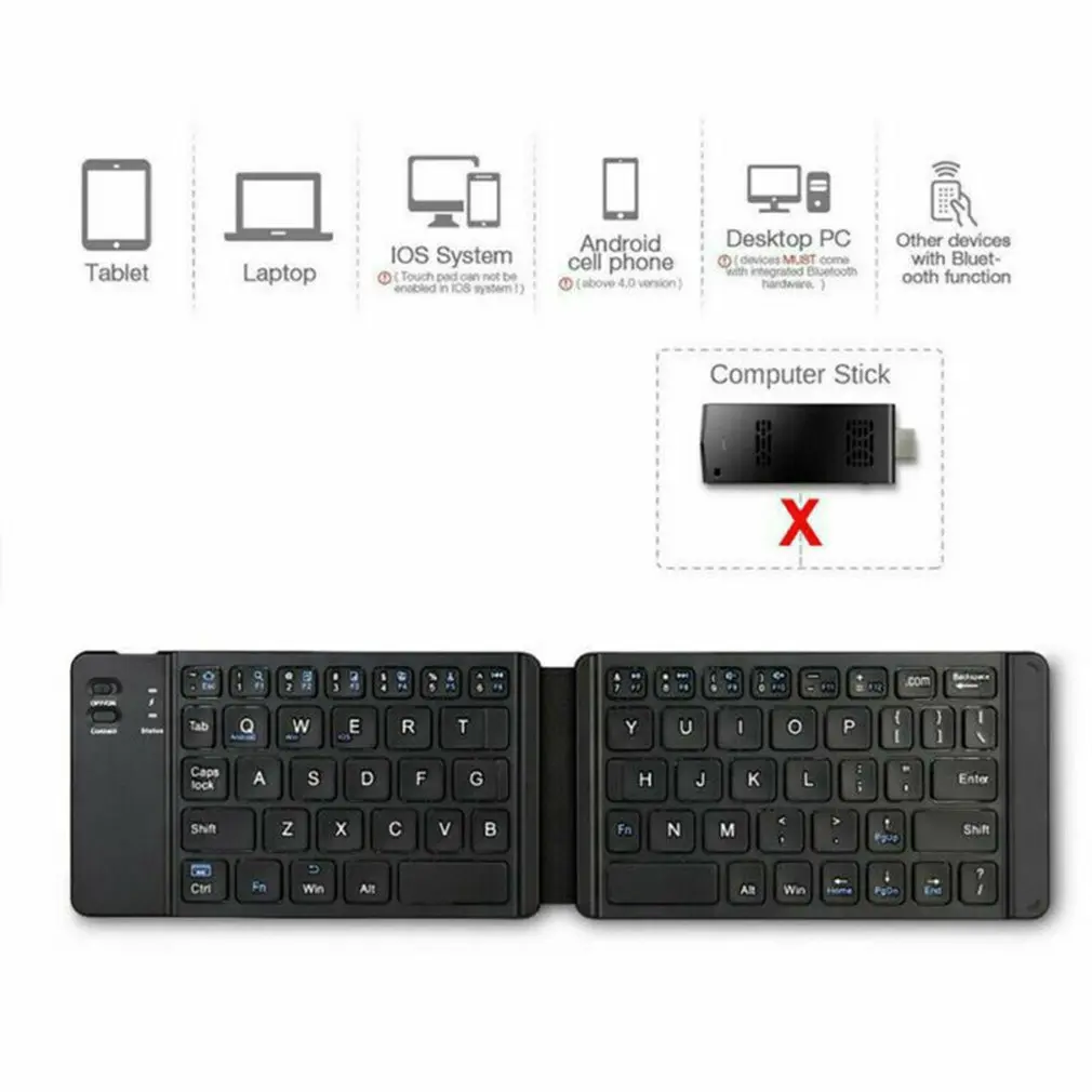 Bluetooth складная клавиатура, беспроводной светильник для клавиатуры и удобная usb зарядка, Мини Беспроводная складная клавиатура 67 клавиш для планшетного телефона